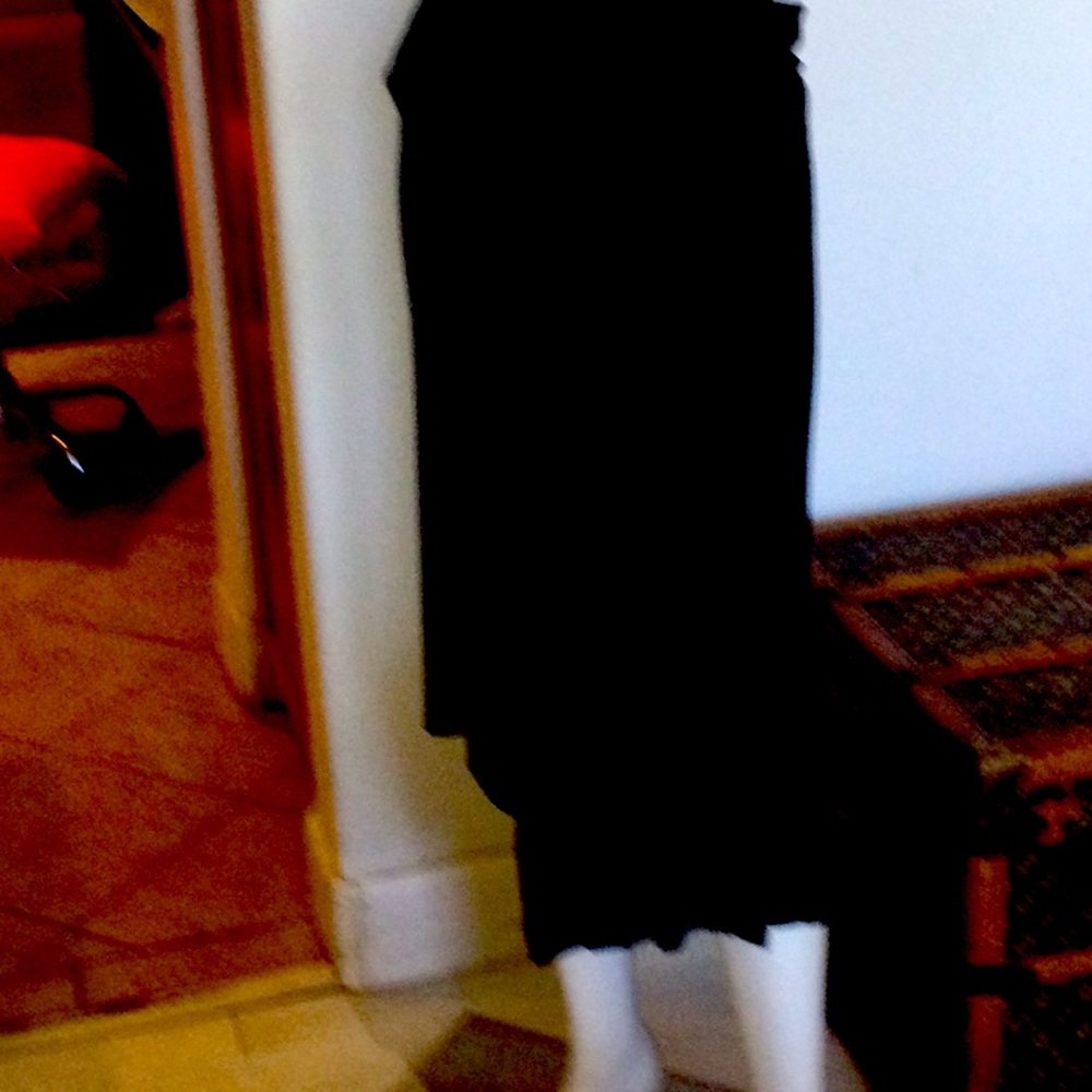Max mara black silk skirt  straight with floating front panel overlay